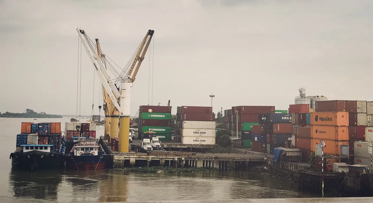 port, container, trade, shipping, ship, import, transport, boat, vietnam, crane